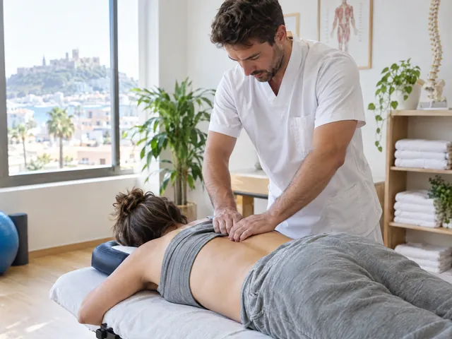 Fisioterapeuta tratando la espalda de un paciente